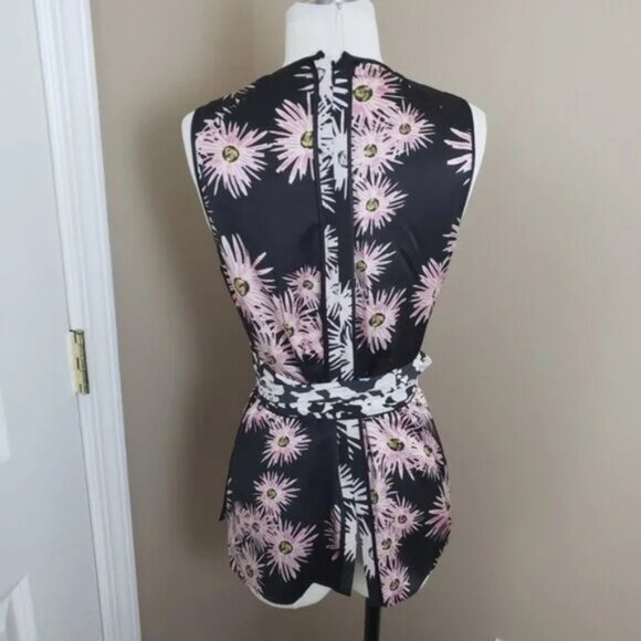 Elizabeth and James Diana floral silk sleeveless wrap top shirt XS blouse - Picture 5 of 5